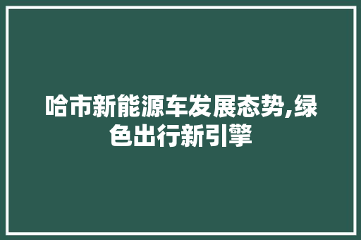 哈市新能源车发展态势,绿色出行新引擎