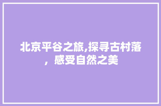 北京平谷之旅,探寻古村落，感受自然之美  第1张