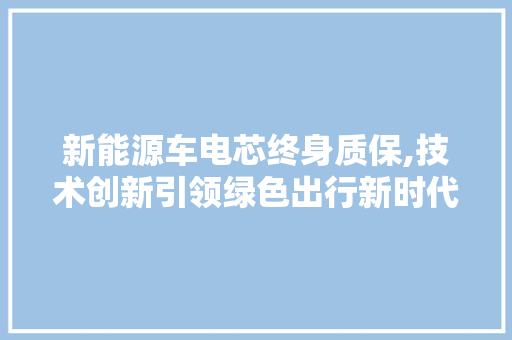 新能源车电芯终身质保,技术创新引领绿色出行新时代  第1张