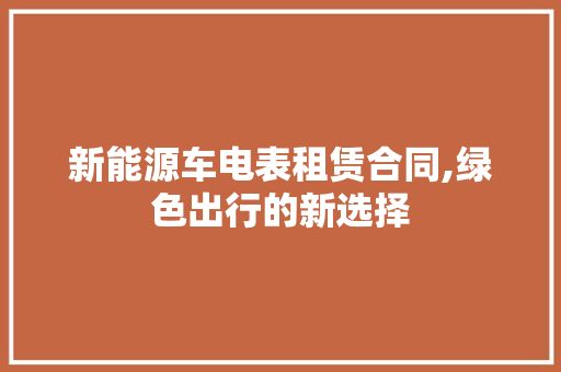 新能源车电表租赁合同,绿色出行的新选择