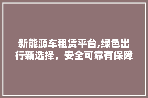 新能源车租赁平台,绿色出行新选择，安全可靠有保障