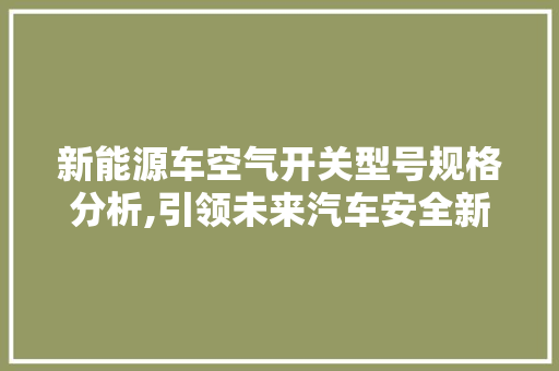 新能源车空气开关型号规格分析,引领未来汽车安全新篇章