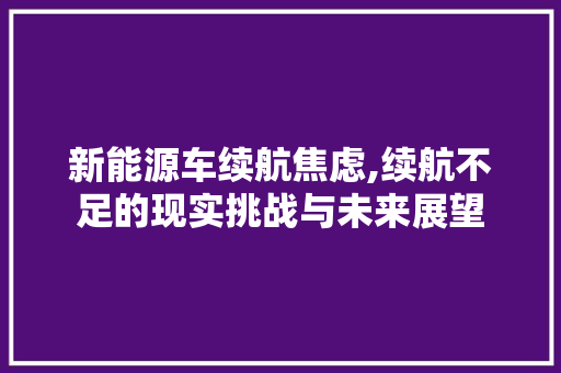 新能源车续航焦虑,续航不足的现实挑战与未来展望