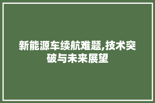 新能源车续航难题,技术突破与未来展望