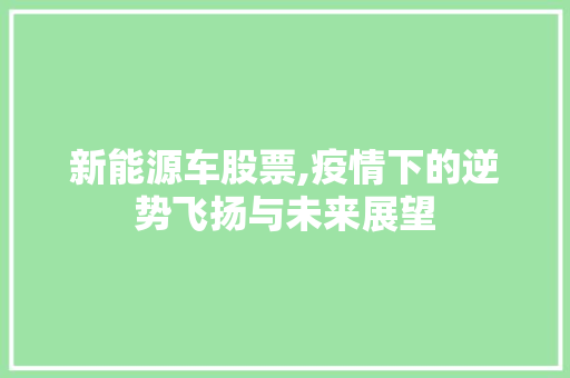 新能源车股票,疫情下的逆势飞扬与未来展望