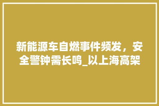 新能源车自燃事件频发，安全警钟需长鸣_以上海高架桥为例