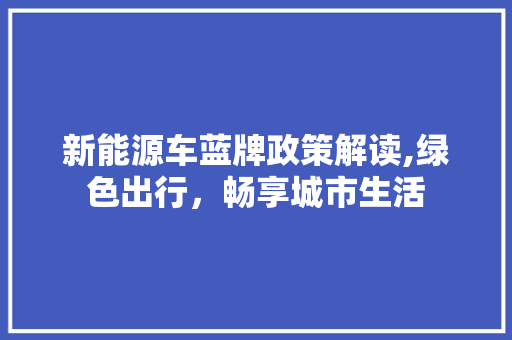 新能源车蓝牌政策解读,绿色出行，畅享城市生活