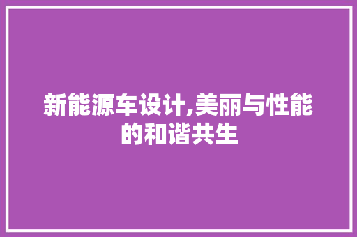 新能源车设计,美丽与性能的和谐共生