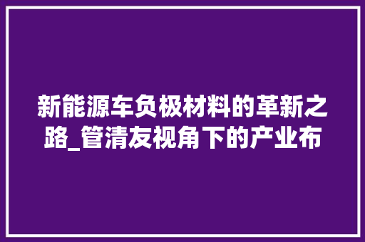 新能源车负极材料的革新之路_管清友视角下的产业布局与挑战