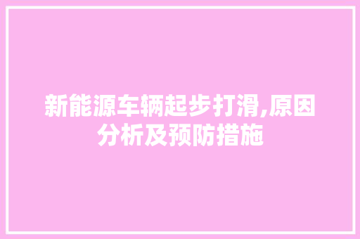 新能源车辆起步打滑,原因分析及预防措施