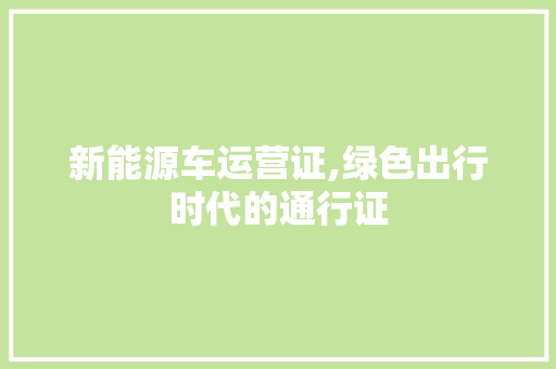 新能源车运营证,绿色出行时代的通行证  第1张