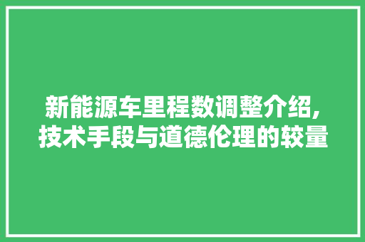 新能源车里程数调整介绍,技术手段与道德伦理的较量