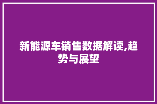 新能源车销售数据解读,趋势与展望