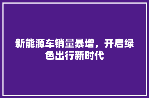 新能源车销量暴增，开启绿色出行新时代  第1张