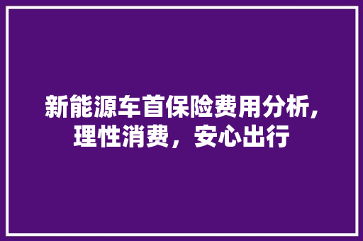 新能源车首保险费用分析,理性消费，安心出行