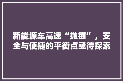 新能源车高速“抛锚”，安全与便捷的平衡点亟待探索