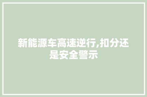 新能源车高速逆行,扣分还是安全警示