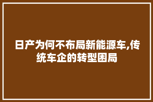 日产为何不布局新能源车,传统车企的转型困局