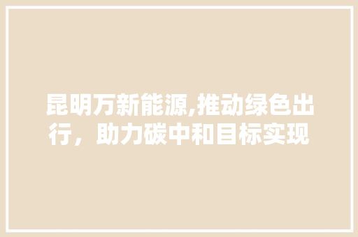 昆明万新能源,推动绿色出行，助力碳中和目标实现