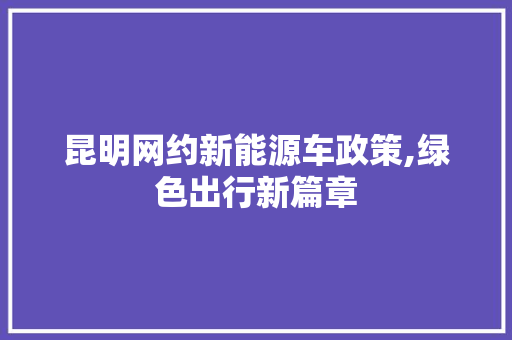 昆明网约新能源车政策,绿色出行新篇章