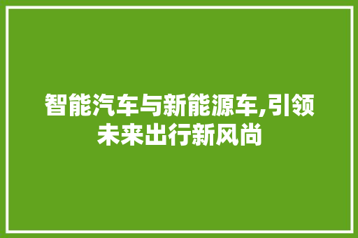 智能汽车与新能源车,引领未来出行新风尚