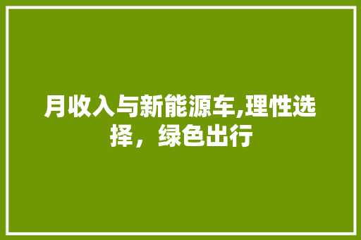 月收入与新能源车,理性选择，绿色出行