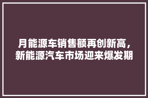 月能源车销售额再创新高，新能源汽车市场迎来爆发期