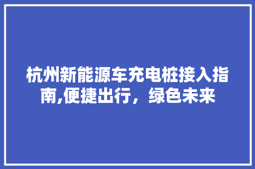 杭州新能源车充电桩接入指南,便捷出行，绿色未来