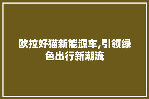 欧拉好猫新能源车,引领绿色出行新潮流