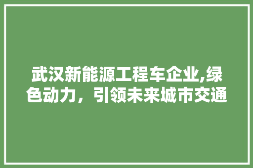 武汉新能源工程车企业,绿色动力，引领未来城市交通