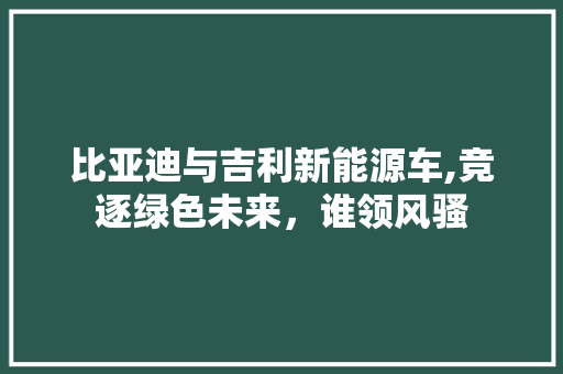 比亚迪与吉利新能源车,竞逐绿色未来，谁领风骚