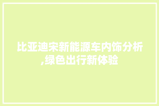 比亚迪宋新能源车内饰分析,绿色出行新体验