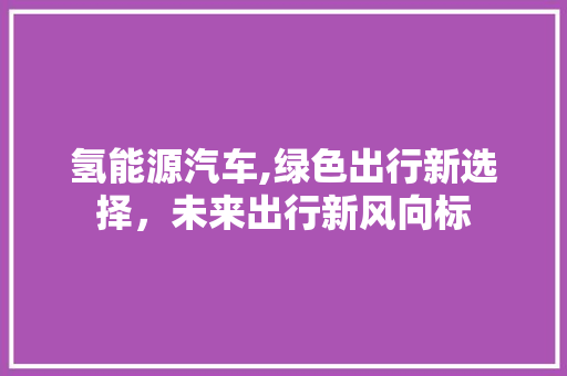 氢能源汽车,绿色出行新选择，未来出行新风向标