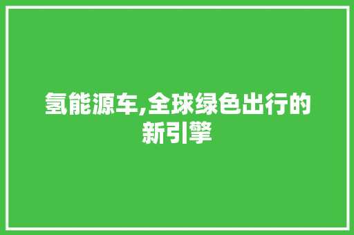 氢能源车,全球绿色出行的新引擎