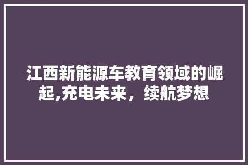 江西新能源车教育领域的崛起,充电未来，续航梦想