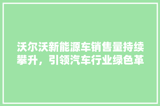 沃尔沃新能源车销售量持续攀升，引领汽车行业绿色革命