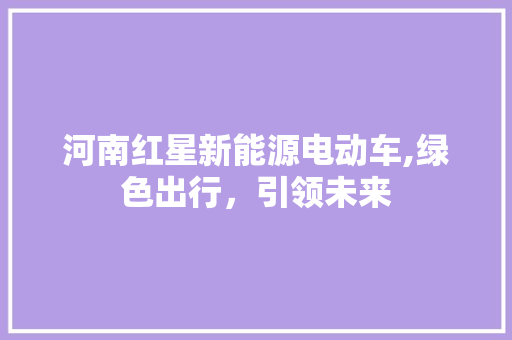 河南红星新能源电动车,绿色出行，引领未来