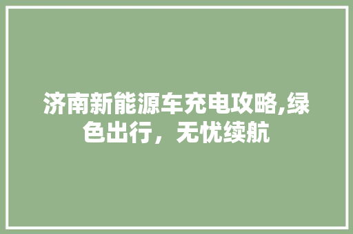 济南新能源车充电攻略,绿色出行，无忧续航