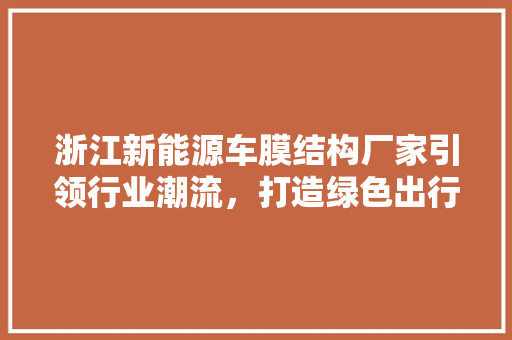 浙江新能源车膜结构厂家引领行业潮流，打造绿色出行新风尚