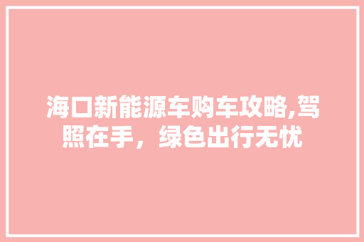 海口新能源车购车攻略,驾照在手，绿色出行无忧