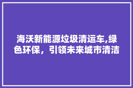 海沃新能源垃圾清运车,绿色环保，引领未来城市清洁潮流