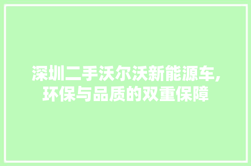 深圳二手沃尔沃新能源车,环保与品质的双重保障