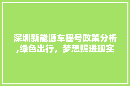 深圳新能源车摇号政策分析,绿色出行，梦想照进现实