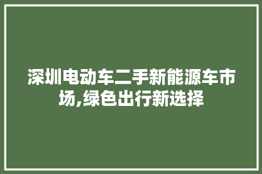 深圳电动车二手新能源车市场,绿色出行新选择