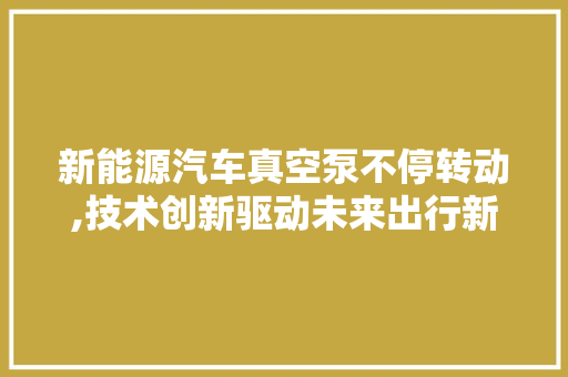 新能源汽车真空泵不停转动,技术创新驱动未来出行新篇章