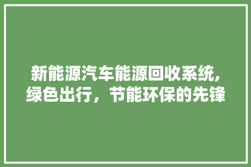 新能源汽车能源回收系统,绿色出行，节能环保的先锋