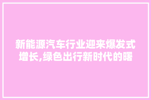 新能源汽车行业迎来爆发式增长,绿色出行新时代的曙光