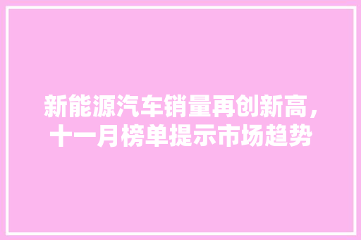 新能源汽车销量再创新高，十一月榜单提示市场趋势