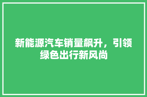 新能源汽车销量飙升，引领绿色出行新风尚