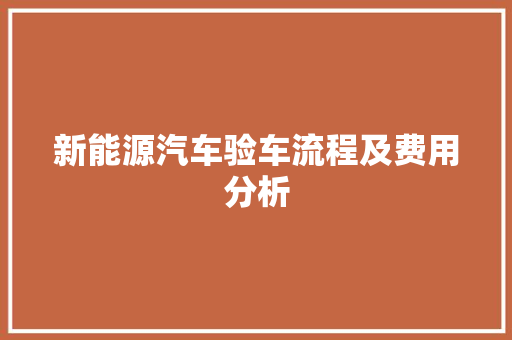 新能源汽车验车流程及费用分析